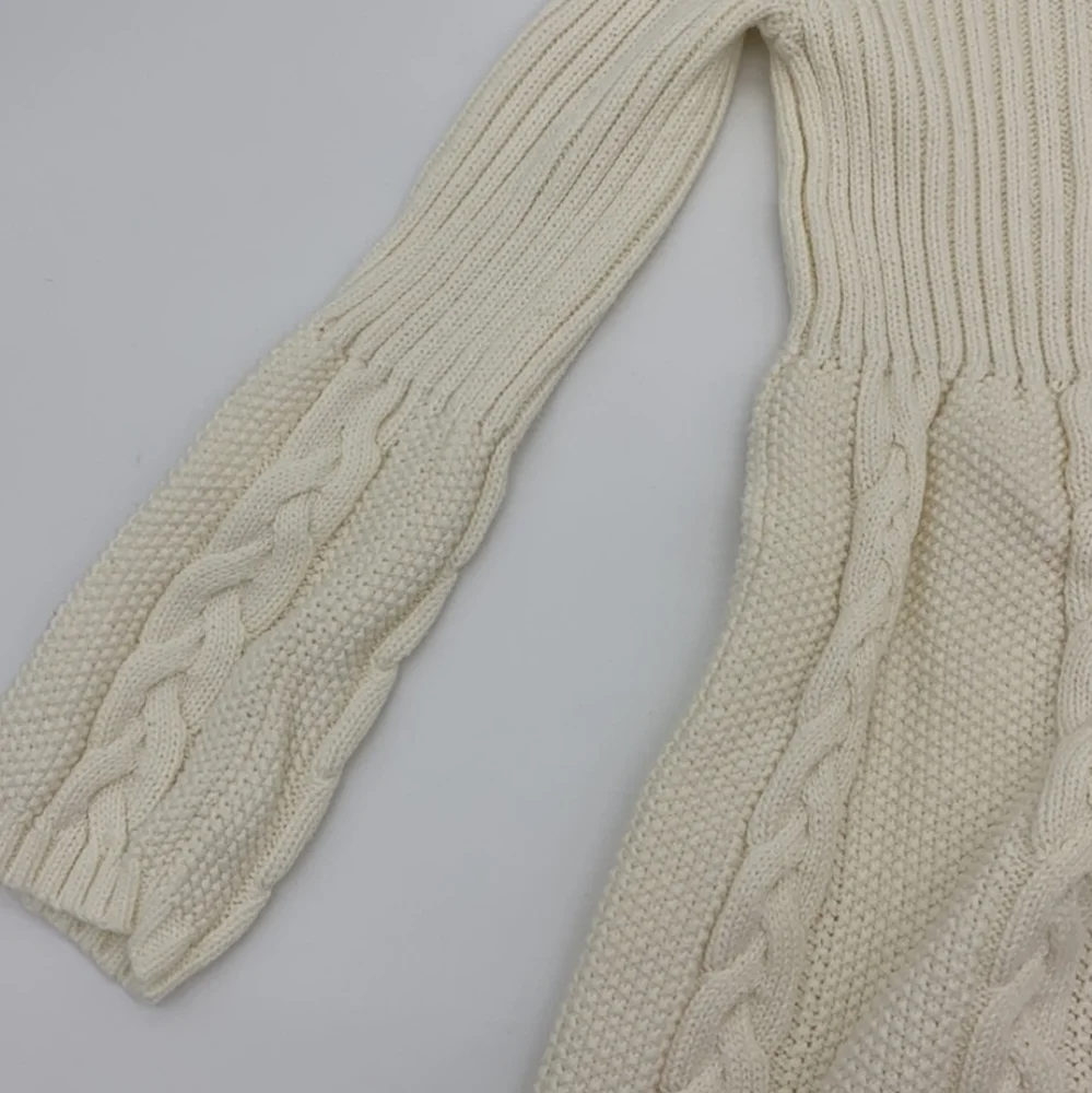 Cable Knit Sweater Dress Ivory White Cozy Aesthetic Midi Holiday Colder Days NEW